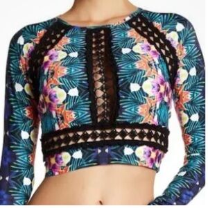 Nanette Lepore Women's Floral Rashguard Top - Red and Black #G00